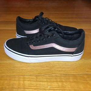 black and rose gold vans